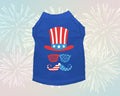 Uncle Sam Style Tee - Blue Patriotic Dog Shirt