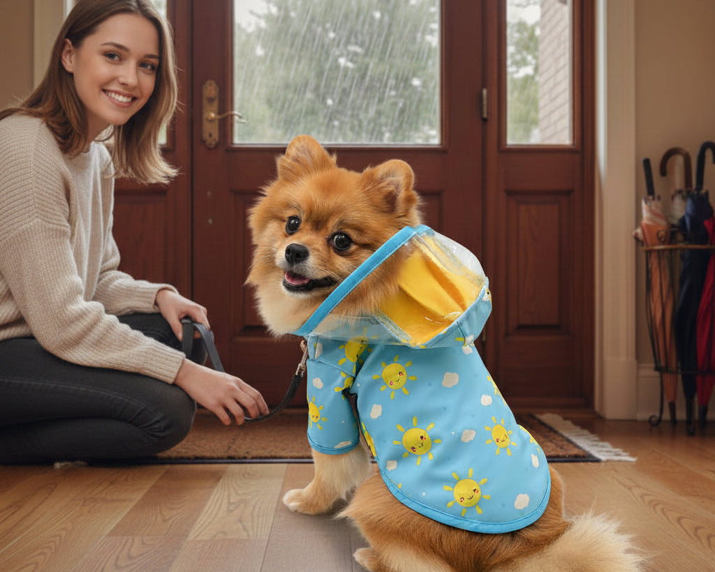 Clear View Happy Sunshine Raincoat with Fleece Lining and Detachable Hood