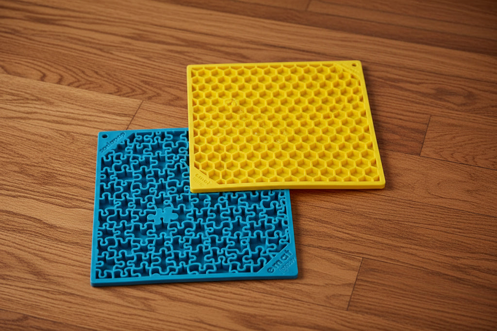 Lick Mat Bundle-Large Blue Jigsaw & Large Yellow Honeycomb
