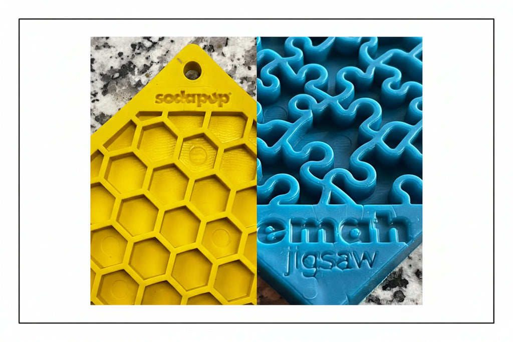 Lick Mat Bundle-Large Blue Jigsaw & Large Yellow Honeycomb