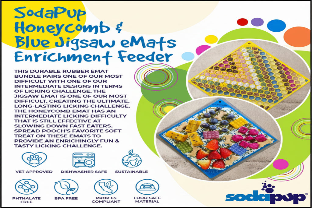 Lick Mat Bundle-Large Blue Jigsaw & Large Yellow Honeycomb